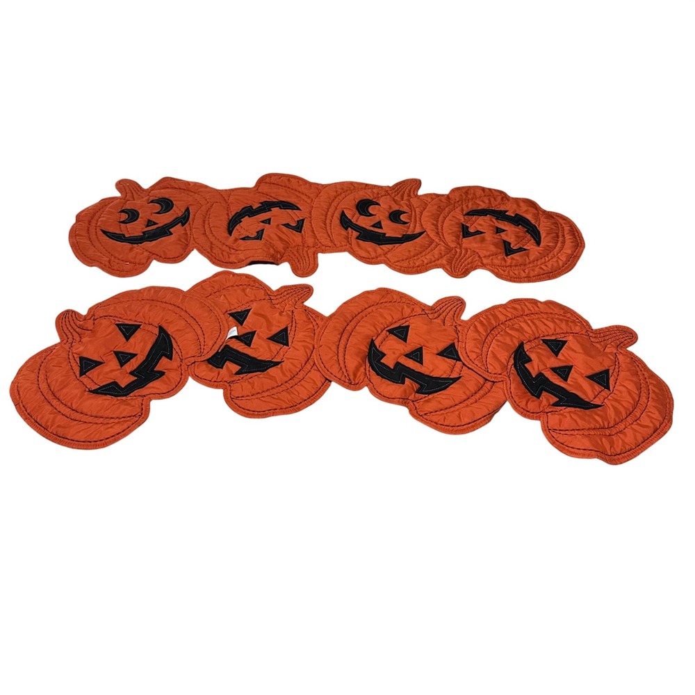 Rachel Ashwell Halloween Pumpkin Jack O Lantern Placemat Set & Runner Orange